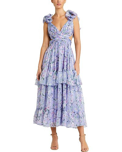 Mac Duggal Cut-Out Floral Midi Dress | Gilt & Gilt City