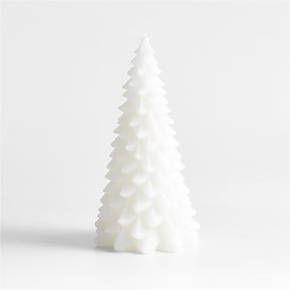 White 13" Christmas Tree Candle | Crate & Barrel