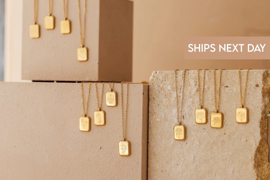 18K Gold Filled Birth Month Necklace, Mothers Day Necklace, Birth Flower Necklace, Flower Pendant... | Etsy (US)