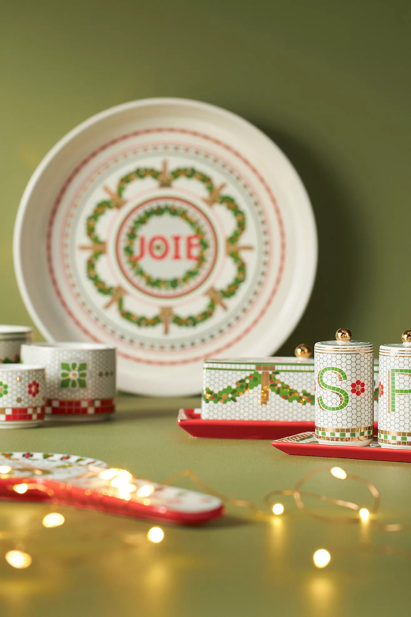 Festive Tile Handpainted Stoneware Salt & Pepper Shakers | Anthropologie (US)
