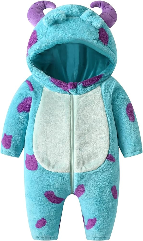 Nicoxijia Toddler Baby Halloween Costume Fuzzy Warm Hooded Romper Funny Cosplay Zip-Up Jumpsuit F... | Amazon (US)