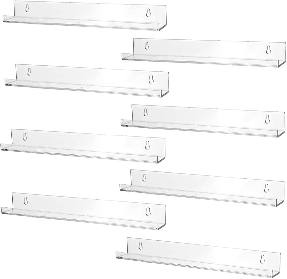 Sooyee 8 Pack 15 Inch Acrylic Invisible Kids Floating Bookshelf for Kids Room,Modern Picture Ledge D | Amazon (US)
