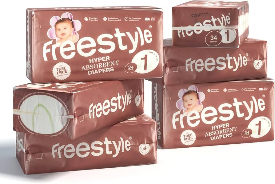Freestyle Diapers - (Size 1) Hyper Absorbent & Non-Toxic – Disposable Diapers for Sensitive Ski... | Amazon (US)