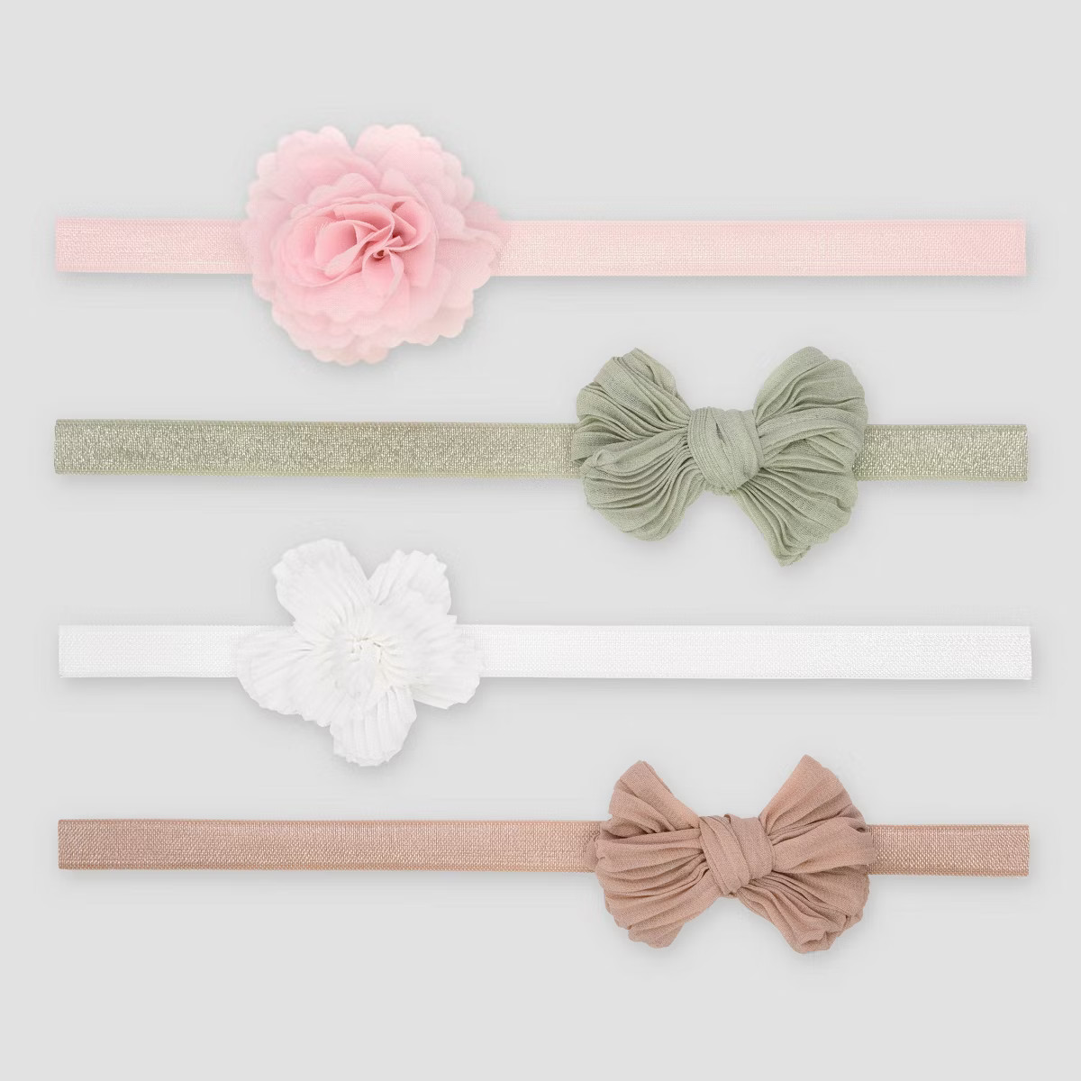 Carter's Just One You® 4pk Baby Girls' Headwrap - 0-12M: Polyester Solid Bow Headbands | Target