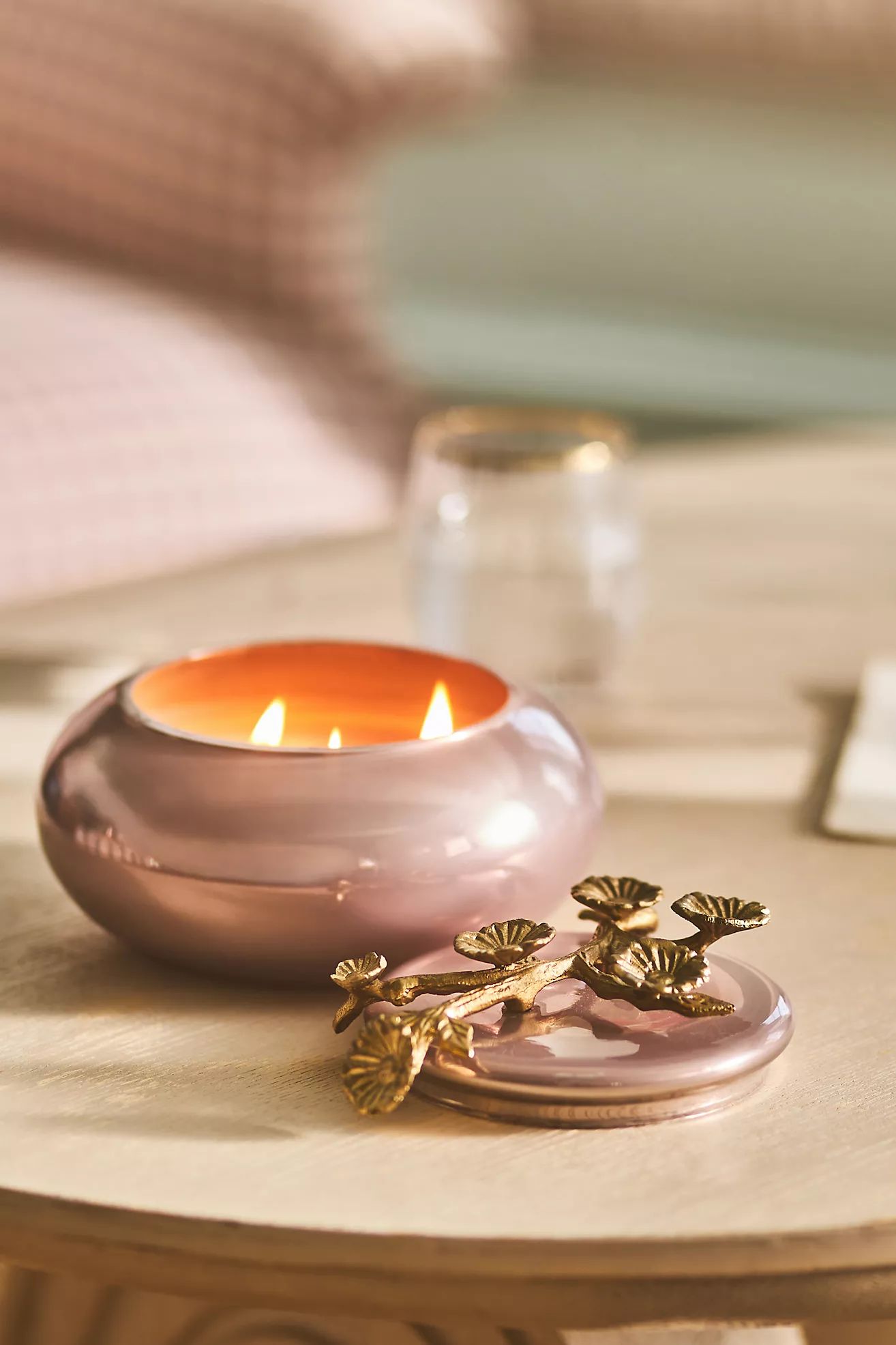 Sofia Fresh Fig & Pink Peppercorn Flower-Lid Glass Candle | Anthropologie (US)