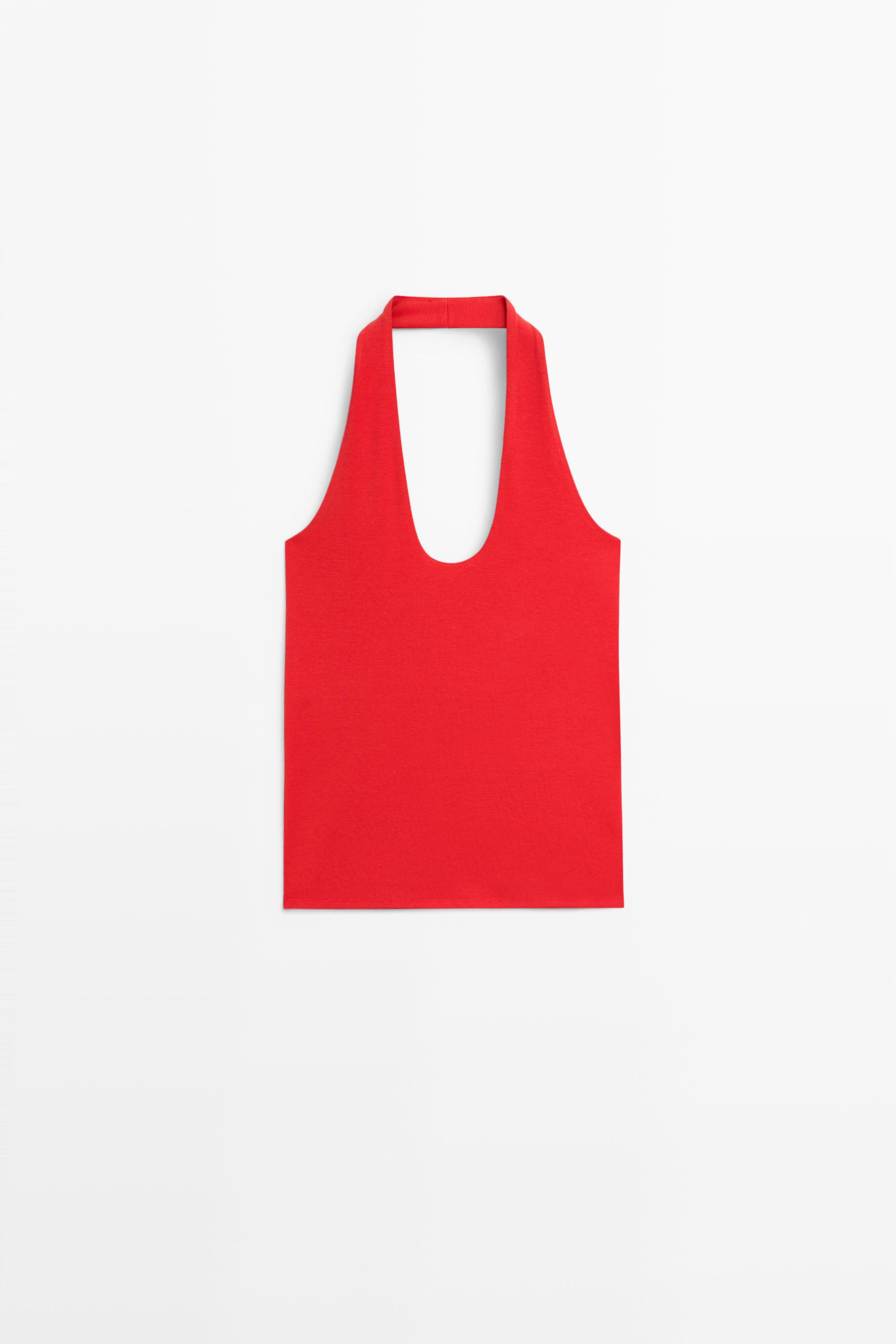 Cotton modal blend halter top | Massimo Dutti UK