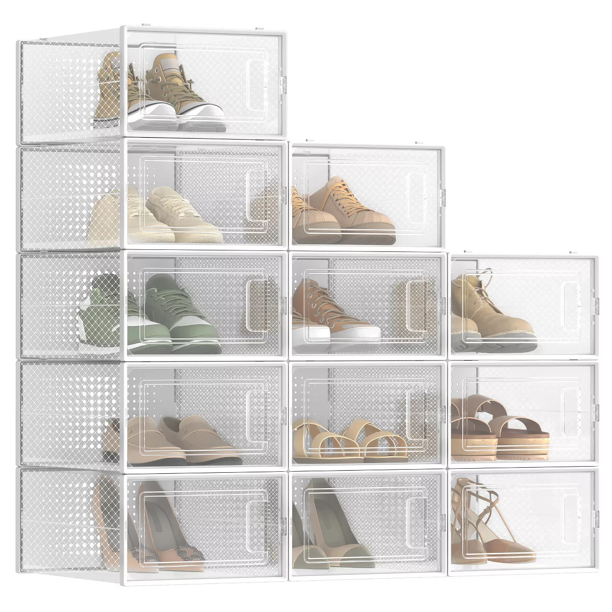 SONGMICS Shoe Boxes Clear Stackable Plastic Shoe Storage Boxes with Lids 12 Pack Shoe Organizers ... | Target
