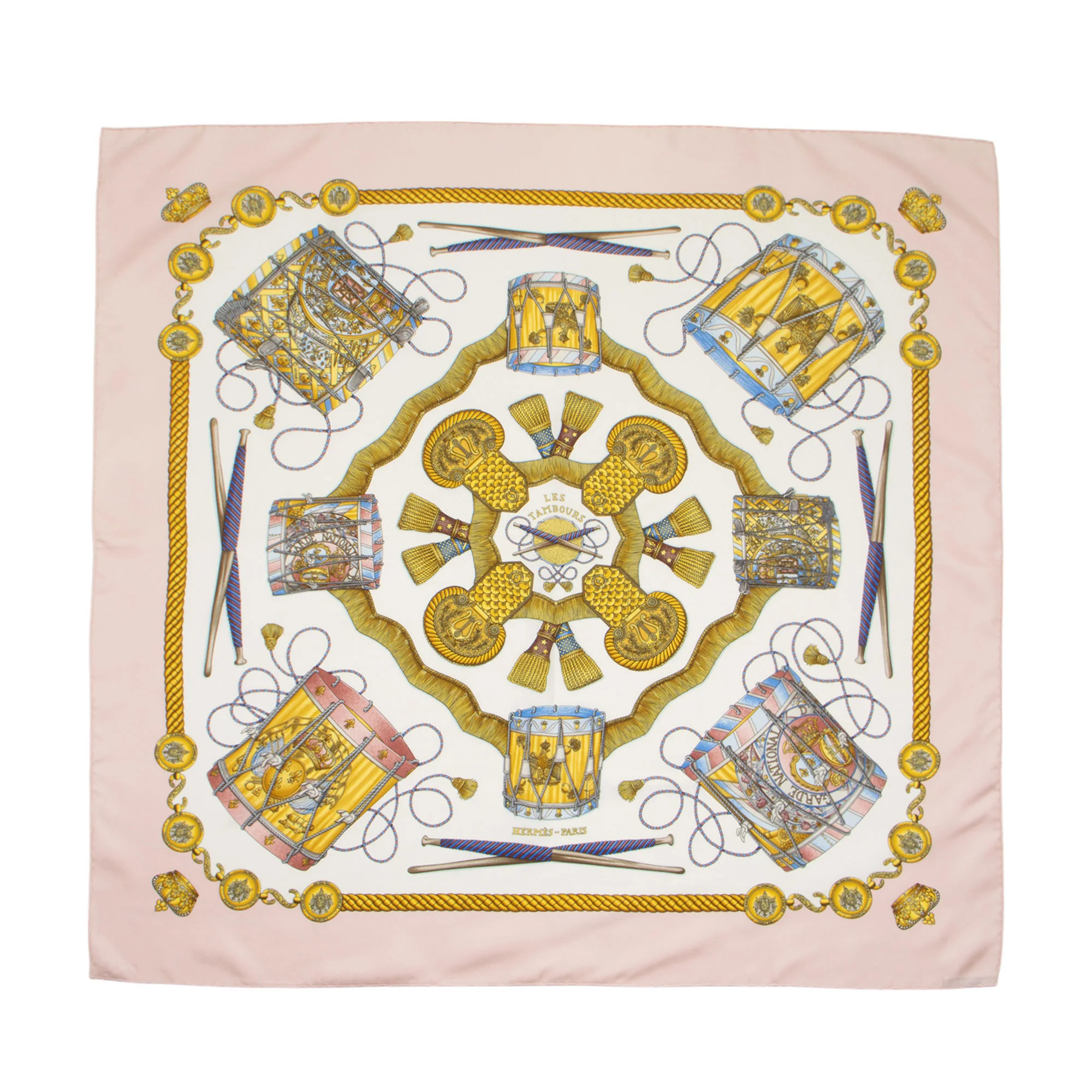 Hermes Silk Les Tambours 90cm Scarf | Shop Simon