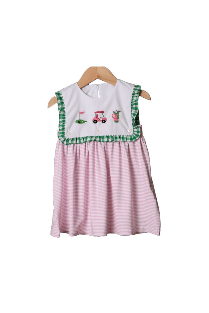 French Knot Golf Pink Gingham Dress | The Smocked Flamingo