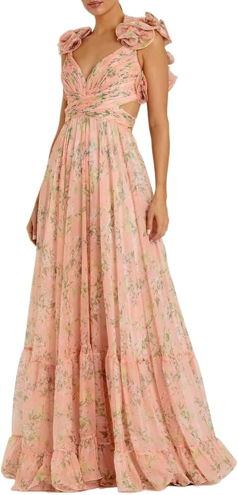 Women's Summer Floral Print Straps Sleeveless V Neck Criss Cross Backless Chiffon Beach Boho Part... | Amazon (US)