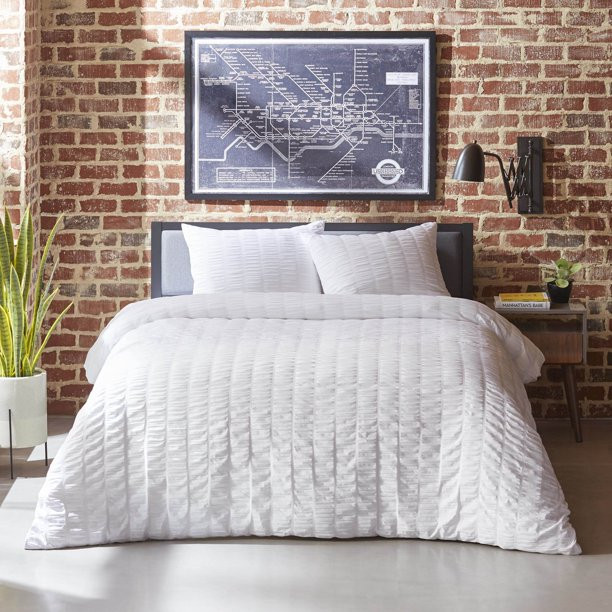 City Scene Orleans Seersucker White Duvet Set, King - Walmart.com | Walmart (US)