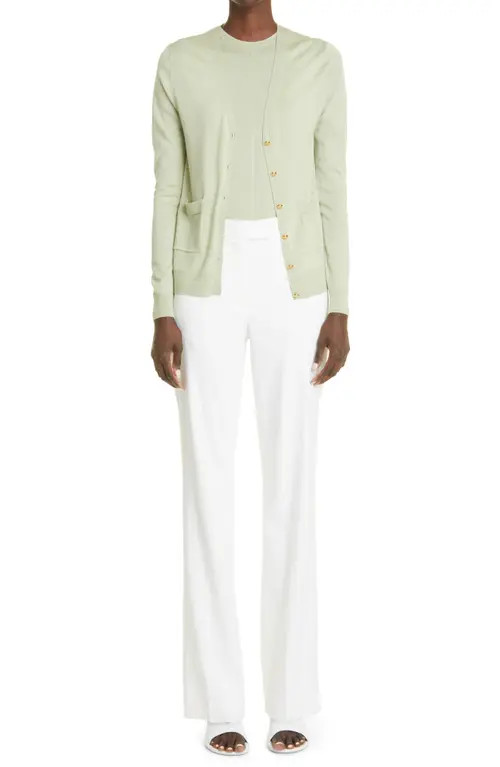 St. John Collection Linen Blend Twill Straight Leg Pants in White at Nordstrom, Size 2 | Nordstrom