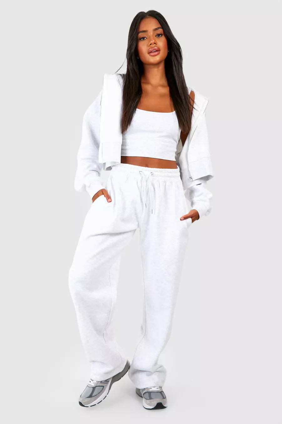 Deep Hem Crop Top 3 Piece Hooded Tracksuit | Boohoo.com (UK & IE)