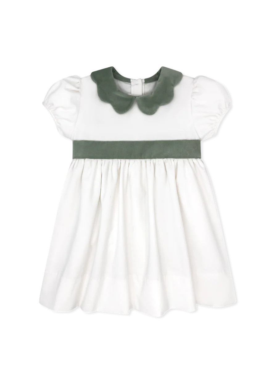 Blakely Band Dress - Winter White Velvet, Leyland Green Velvet | Lullaby Set