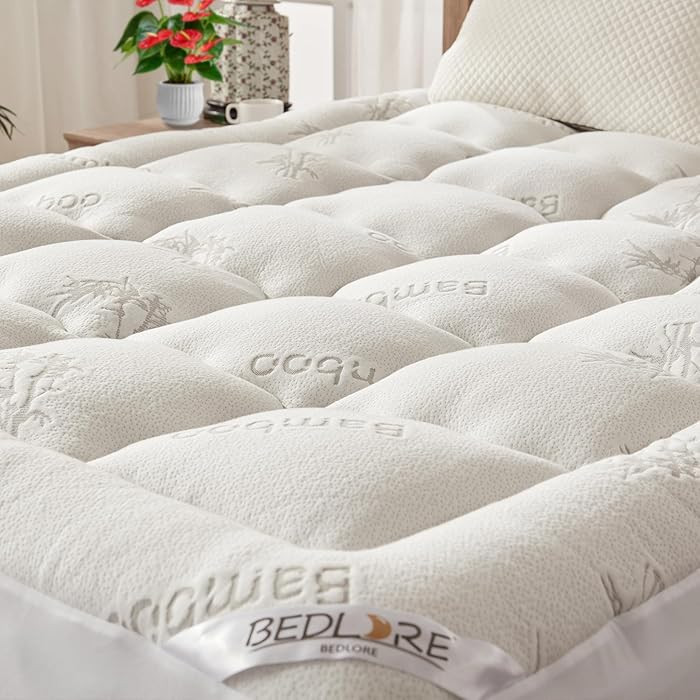 BEDLORE Cubrecolchón King de viscosa derivada de bambú, almohadilla gruesa tipo pillow top para... | Amazon (US)