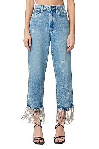 [BLANKNYC] Womens Baxter High Rise Denim Pant with Rhinestone Fringe Jeans, Heart and Soul, 29-30 US | Amazon (US)