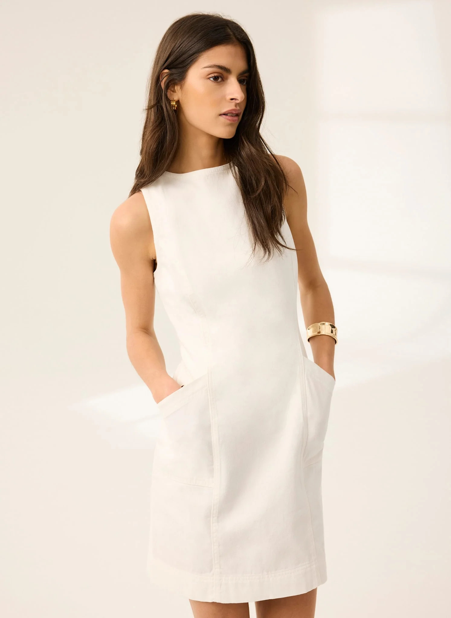 White Denim Mini Dress | Mint Velvet