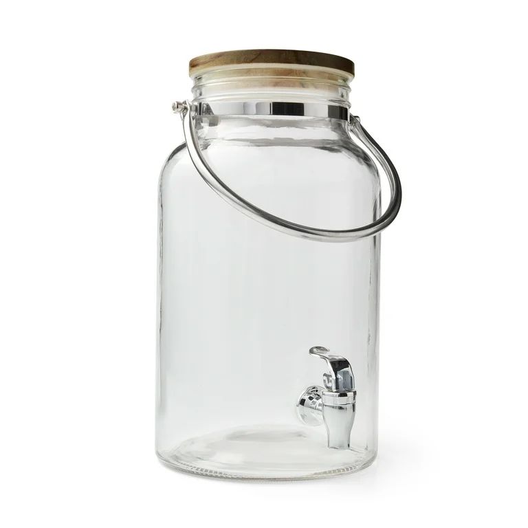 Better Homes & Gardens Clear 1.5 Gallon Glass Beverage Dispenser with Wood Lid | Walmart (US)