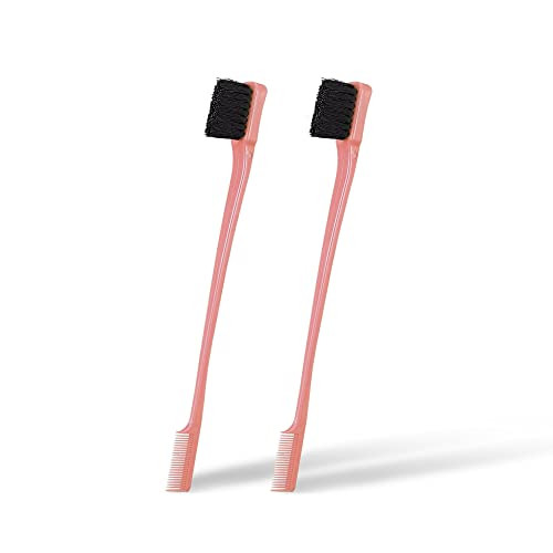 Soft 'N Style Double Sided Edge Control Hair Brush Comb Combo Pack 2 Pieces (Light Pink) | Amazon (US)