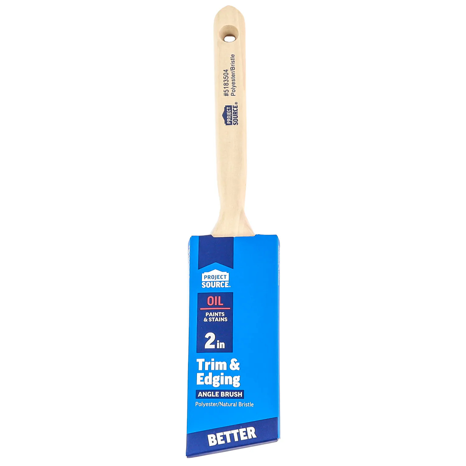 Project Source Better All Paints and Stains 2-in Reusable Natural Bristle-Polyester Blend Angle Paint Brush (Trim Brush) Stainless Steel | WB00009 | Lowe's