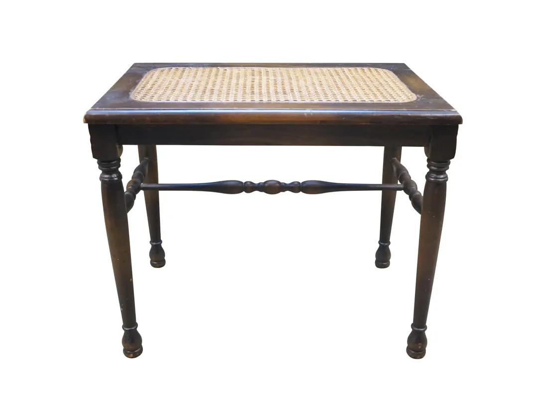 Antique Walnut Caned Piano Vanity Bench Seat Stool Foot Rest 18" | Etsy (US)