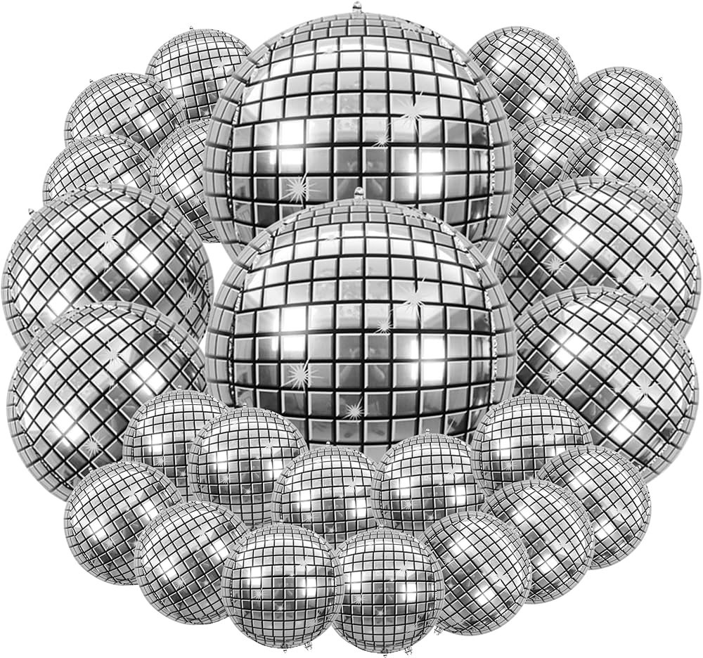 26 PCS Disco Ball Balloons Different Sizes 4D Large Disco Balloons10 Inch 15 Inch 22 Inch Silver ... | Amazon (CA)