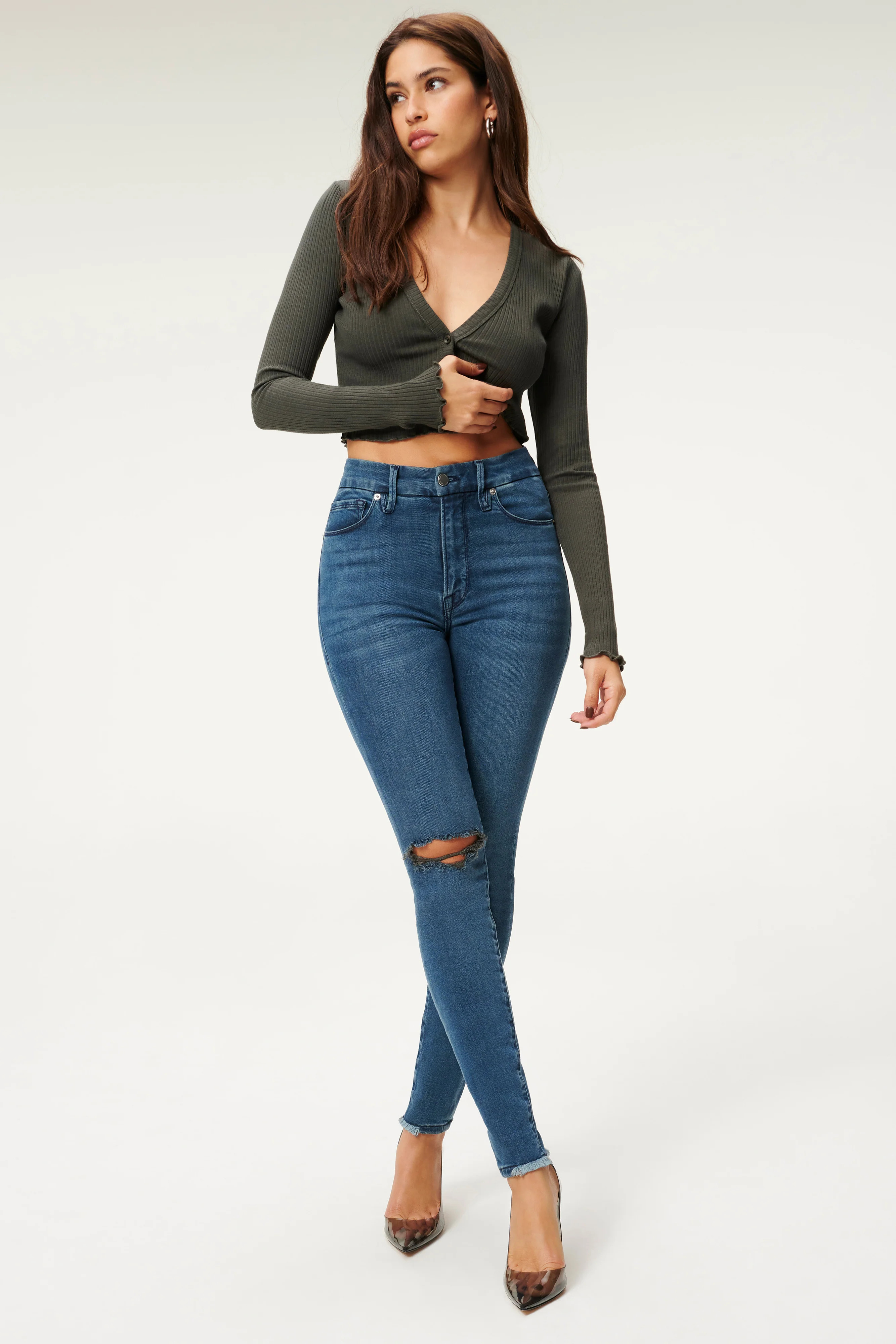 GOOD WAIST JACKED STEP HEM | BLUE850 | Good American