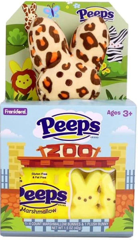 PEEPS Cheetah Plush Easter Gift Set, Plush Bunny with 4 Marshmallow Bunny PEEPS Candy, 1.5 oz, By... | Amazon (US)
