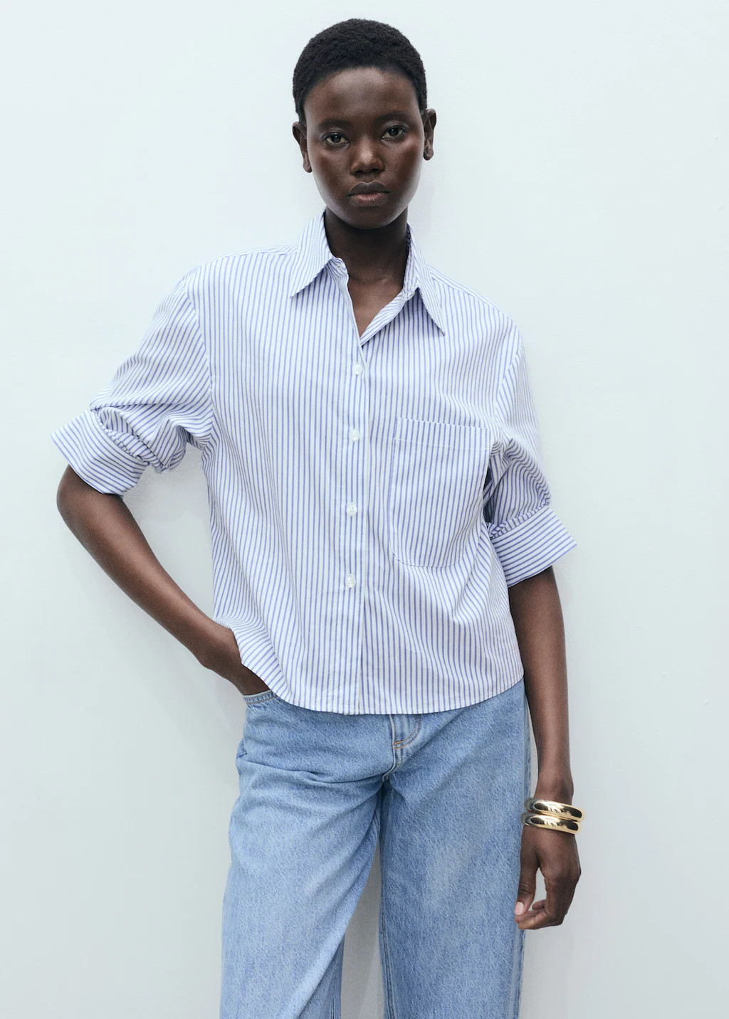 Striped multi-position sleeve shirt - Women | MANGO USA | Mango (US/MX/AU)