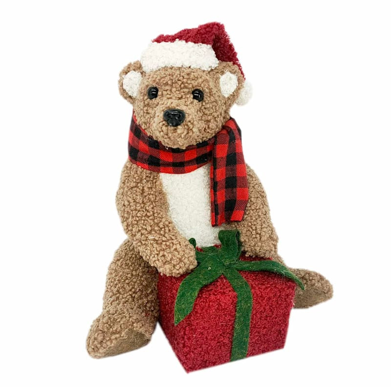 Faux Fur Bear with Gift Box, 9" | At Home