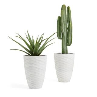 Glitzhome Eco-friendly Oversized Plastic Tall Round Diamond Planter, (Set of 2) 2007200016 - The ... | The Home Depot