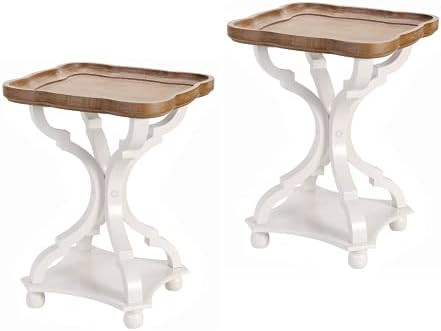 COZAYH Set of 2 Rustic Farmhouse Cottagecore Accent End Table, Natural Tray Top Side Table Nights... | Amazon (US)