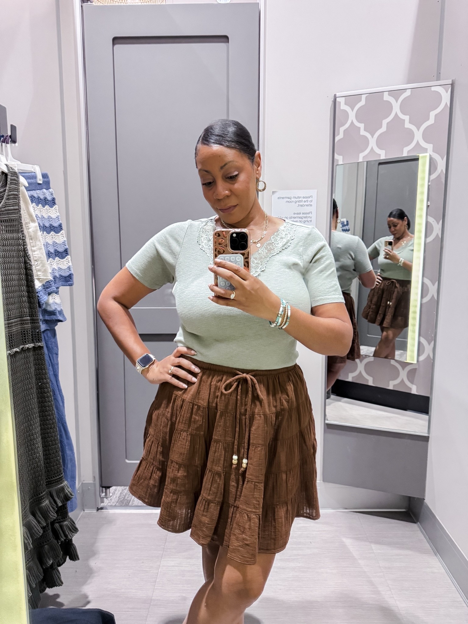 Love this flowy skirt for summer and it has pockets! I had a different top that I wanted to try with it, but it did not come in my size unfortunately but this light green lacy top is so cute!!

Summer outfit idea

#LTKSeasonal #LTKMidsize #LTKootd