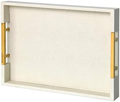 Home Redefined Modern Elegant 18"x12" Rectangle Cream Glossy Shagreen Decorative Ottoman Coffee T... | Amazon (US)