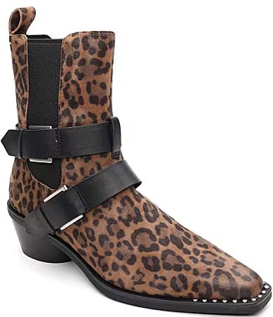 ASH Heron Leopard Print Suede Buckle Hardware Straps Stud Trim Booties - 41(10.5/11) | Dillard's