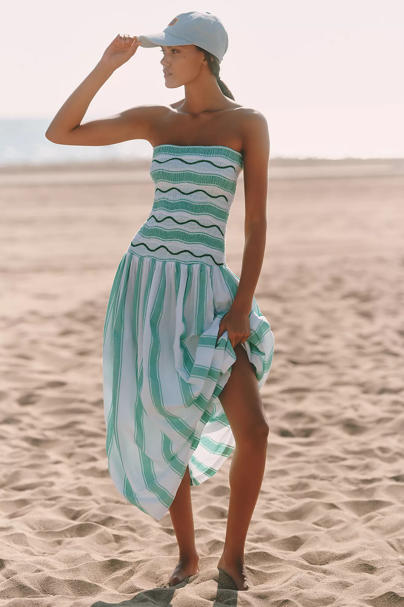 Celandine Strapless Smocked Drop-Waist Midi Dress | Anthropologie (US)