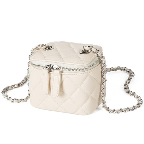 Mini Denim Crossbody Bags for Women Small Vintage Square Box Purse Boho Cross Body Handbags with Chain and Zipper (White) | Amazon (US)