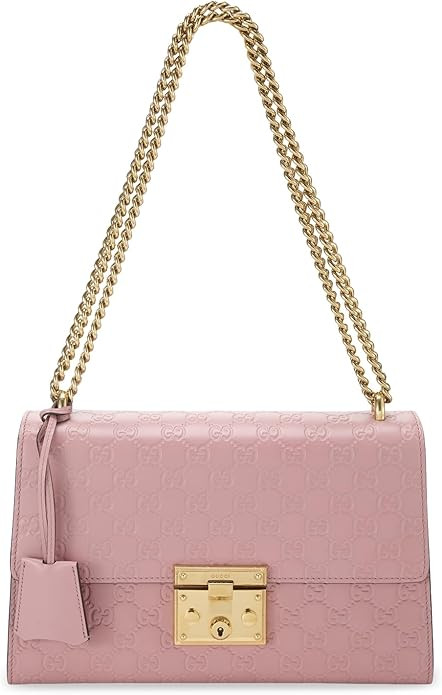 WHAT GOES AROUND COMES AROUND Women's Pre-Loved Gucci Pink Guccissima Padlock Shoulder Bag Medium | Amazon (US)