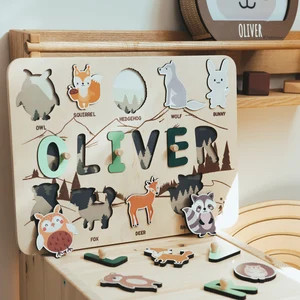 Personalized Name Puzzle With Animals  Baby Toddler Kids - Etsy | Etsy (US)