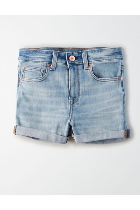 AE Ne(x)t Level High-Waisted Denim Short Short Women's Light Wash 6 | American Eagle Outfitters (US & CA)