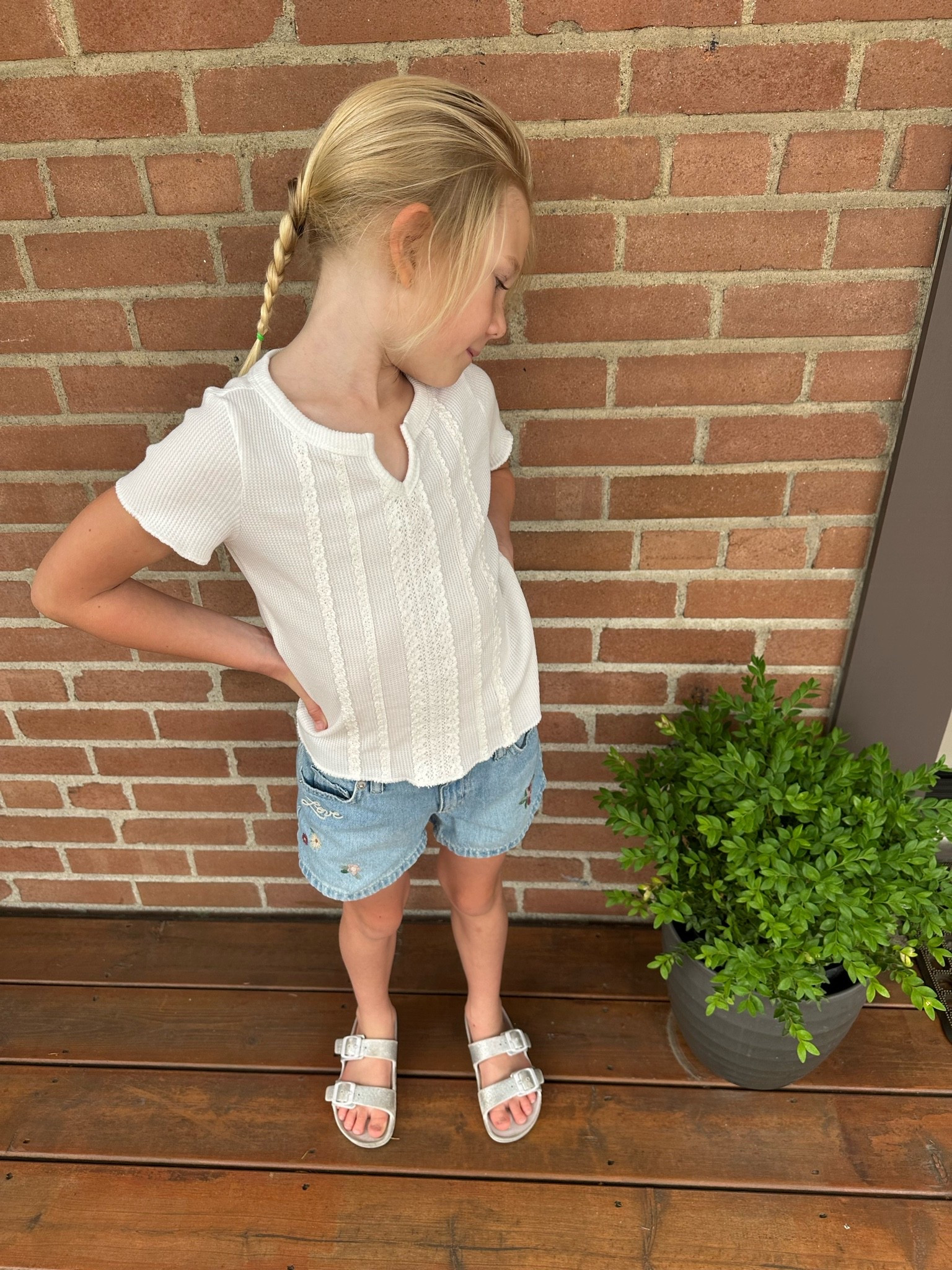 A summer outfit they'll wear on repeat! ☀️🤍
This sweet outfit is perfect for everything on the summer calendar—from playground days and vacations to family photos and weekend adventures. The lace-trim waffle knit tee pairs perfectly with embroidered denim shorts, and the comfy double-strap sandals are made for all-day play.
☀️ Lightweight waffle knit top
🌸 Embroidered floral denim shorts
✨ Comfortable, easy-to-wear sandals
💛 Mix-and-match pieces you'll reach for all season
An effortless outfit that's cute, comfortable, and perfect for making summer memories.
#LTKKids #LTKFamily #SummerStyle #ToddlerStyle #GirlsFashion #KidsFashion #SummerOutfit #PlaygroundStyle #VacationOutfit #EverydayStyle #DenimShorts #WaffleKnit #SummerWardrobe #AffordableFashion #MomFinds

#LTKmomlife #LTKKids #LTKTravel
