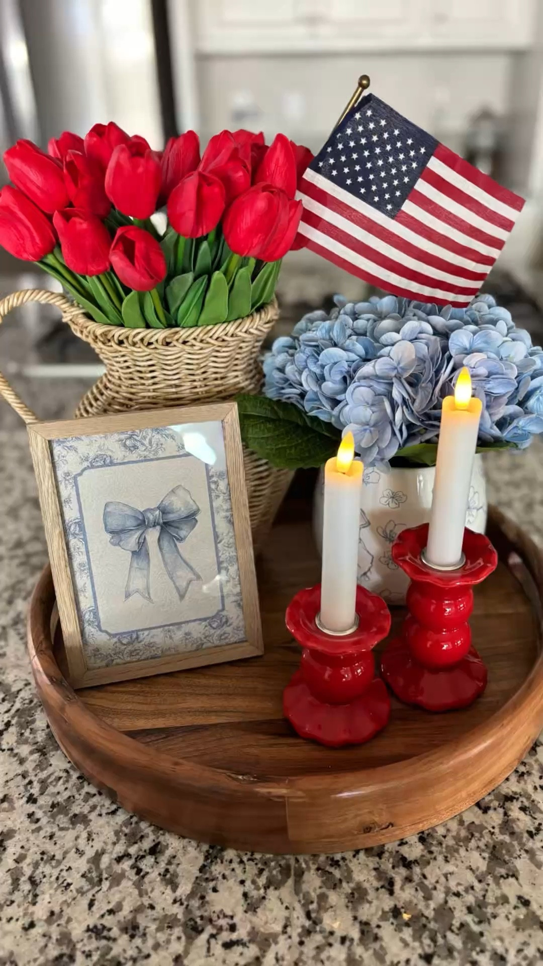 Easy patriotic tray styling with flowers, candles + classic americana touches
#fourthofjuly #patrioticdecor #americanstyle #homeinspo #ltkfinds

#LTKmomlife #LTKHome #LTKSeasonal