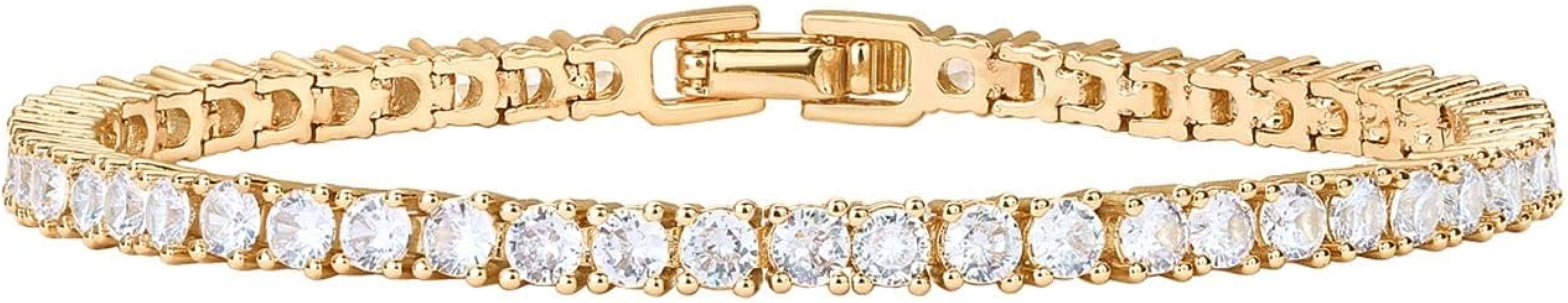PAVOI 14K - 18K Gold Plated Premium Cubic Zirconia Tennis Bracelet | Stacking Jewelry | Classic 3mm  | Amazon (US)