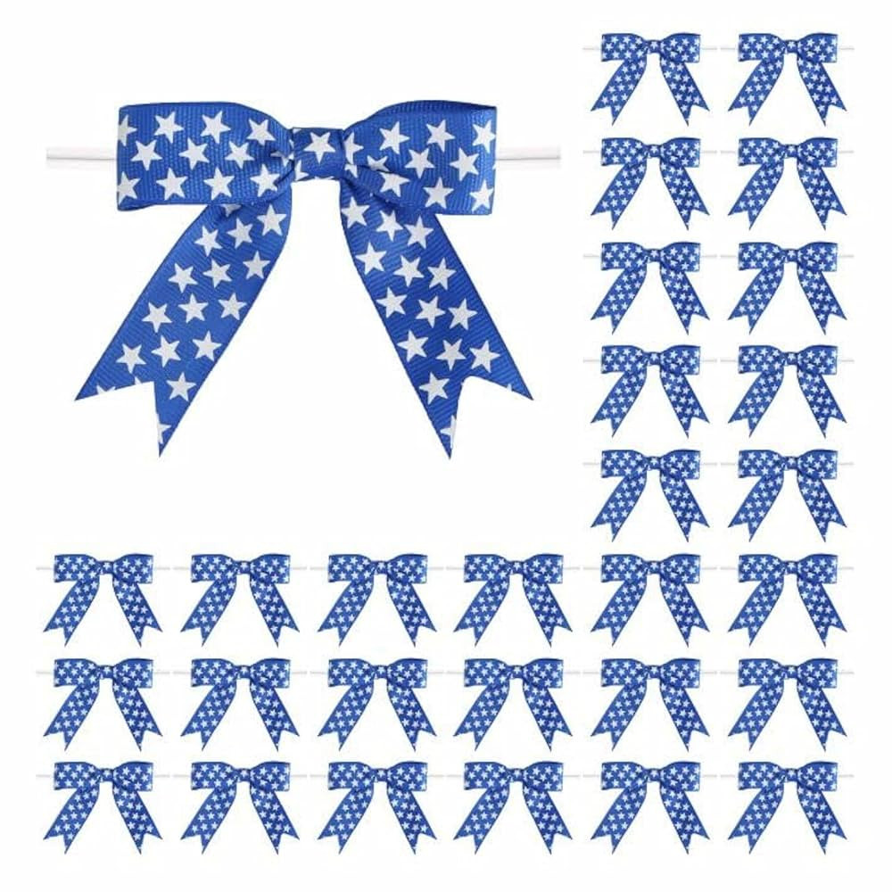 Patriotic Bows for 4th of July, 30 Pcs Red White Blue Bows with Twists Tie for Independence Day, ... | Amazon (US)
