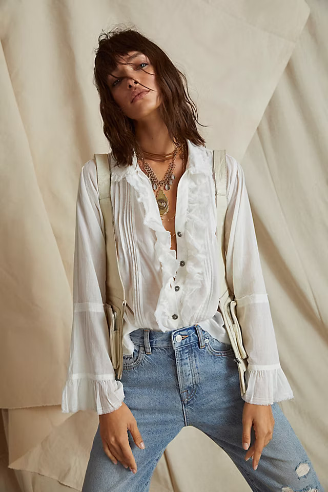 Savannah Ruffle Buttondown | Free People (Global - UK&FR Excluded)