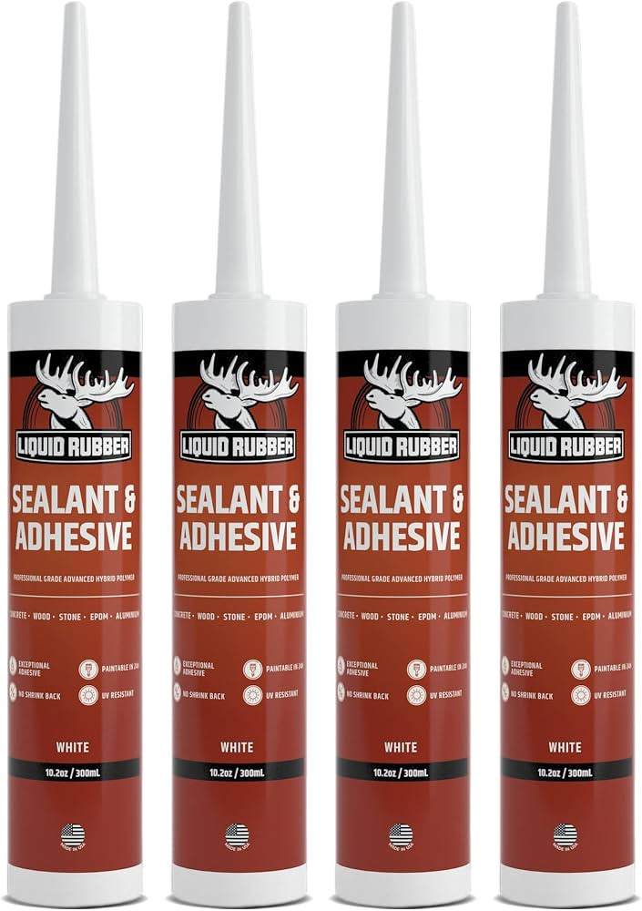 Liquid Rubber Caulk - Hybrid Adhesive and Protective Sealant, White, 4 Pack | Amazon (US)