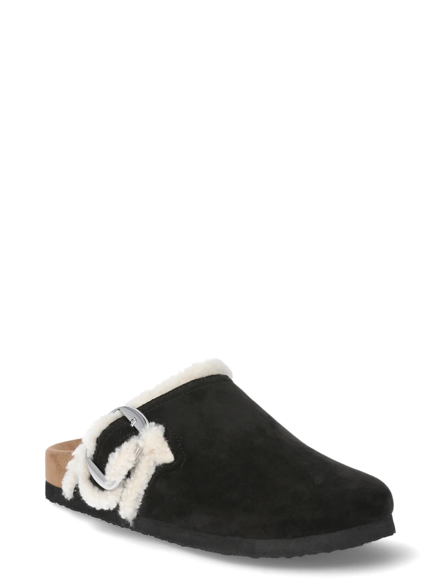 Time and Tru Women's Faux Shearling Cozy Buckle Clogs, Sizes 6-11 | Walmart (US)