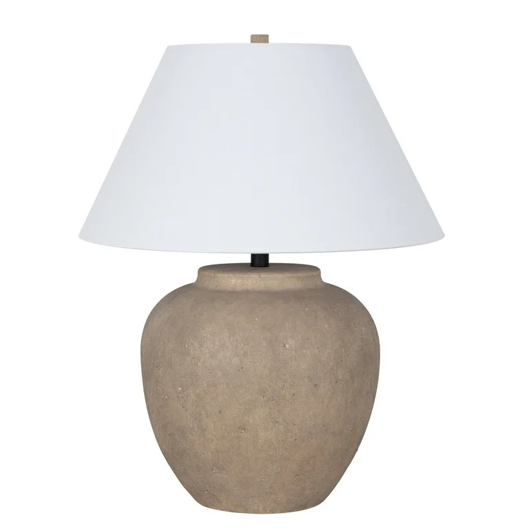 Cooper Ridge Ceramic 26" Table Lamp with Linen Shade, Light Grey Concrete-like | Walmart (US)