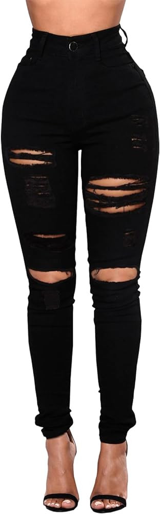 Ripped Skinny Jeans for Women High Waisted Stretch Slim Fit Distressed Butt Lifting Denim Jeans P... | Amazon (US)