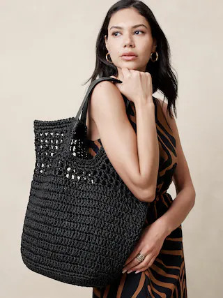 Paper Straw Shopper Tote | Banana Republic Factory